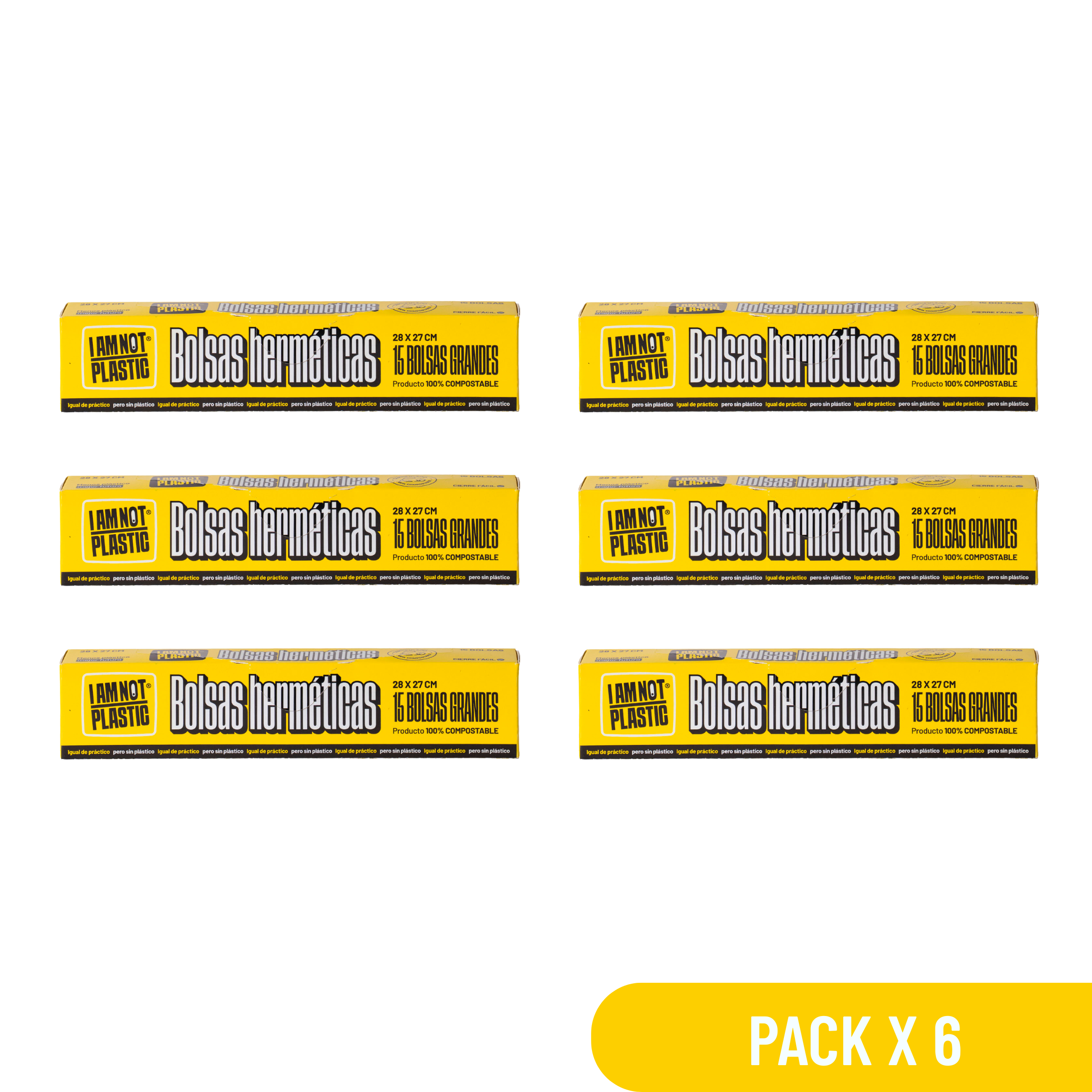 Pack 6 Bolsas Herméticas Grandes Compostable