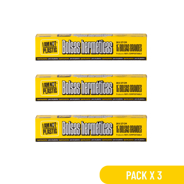 Pack 3 Bolsas Herméticas Grandes Compostable